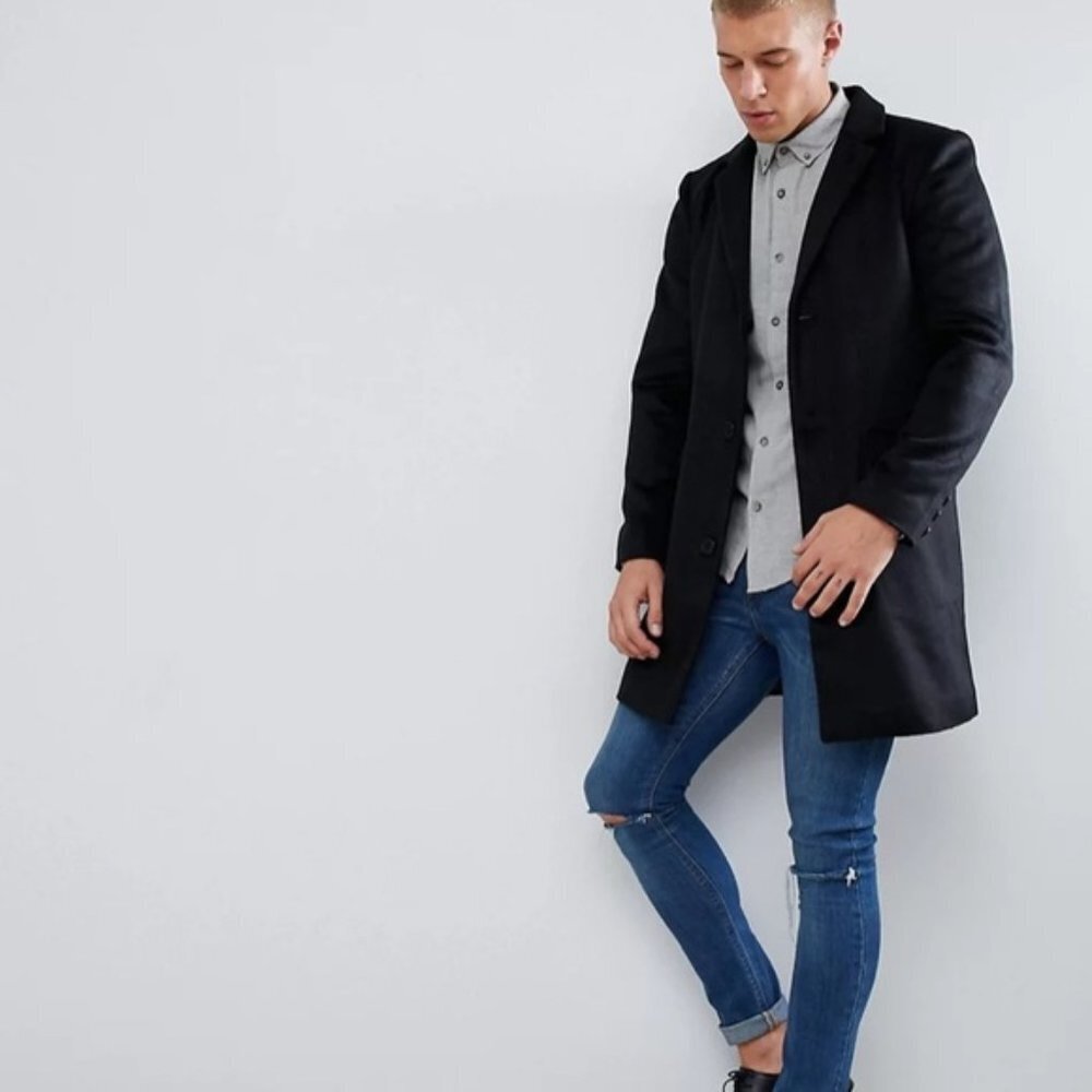 NWT ASOS ANOTHER INFLUENCE Black Overcoat Jacket